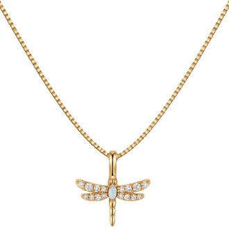 Made by Mary Opal Dragonfly Box Chain Necklace in Gold Vermeil at Nordstrom