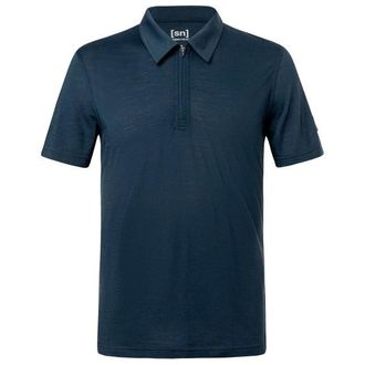 super.natural Zip Polo Merinoshirt f&uuml;r Herren | blau