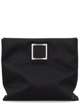 Roger Vivier Womens Trompette Clutch Bag Black Viscose