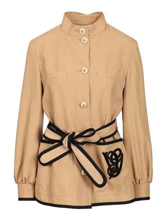 Valentino Garavani Embroidered Twill Jacket With Belt