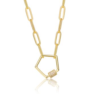 Rachel Glauber 14k Gold Plated Cubic Zirconia Charm Necklace