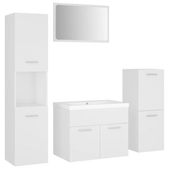 vidaXL Juego De Muebles De Ba&ntilde;o Madera De Ingenier&iacute;a Blanco Vidaxl