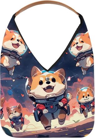 Generic Cute Space Dog Reusable Lightweight Grocery Bags - Foldable Into Compact Pouch, Washable & Sturdy, Multipurpose for Shopping and Travel