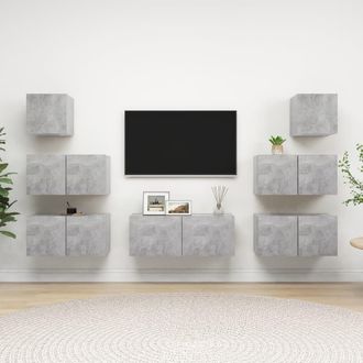 vidaXL Vidaxl - Set Muebles De Sal&oacute;n Tv 7 Pzas Madera Ingenier&iacute;a Gris Hormig&oacute;n
