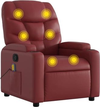 vidaXL vidaXL Poltrona Massaggiante Reclinabile Rosso vino in Similpelle