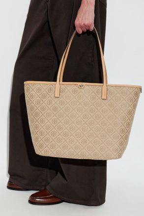 Tory Burch T-Monogram Shopper Bag, Womens, Beige