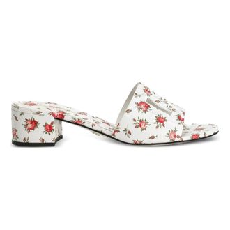 Dolce & Gabbana Heeled Mules, female, Multicolor, Size: 10 US Printed Calfskin Mules with Little Roses Print