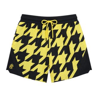 Under Armour Curry-basketbalshort voor heren met pied-de-poule-motief (Zwart)