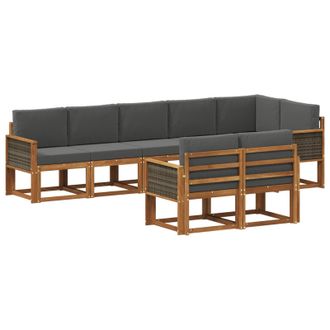 vidaXL Conjunto De Sof&aacute;s De Exterior 8 Pcs Natural Y Antracita Vidaxl