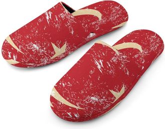 Generic Tur-key Vintage Flag Mens Cotton Slippers Memory Foam Comfort House Shoes Winter Indoor Slipper for Hotel Casa Spa