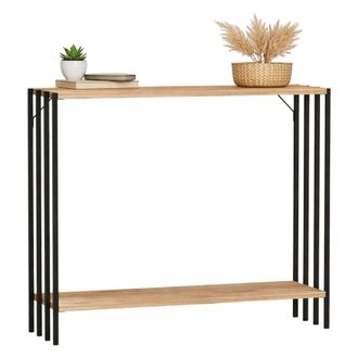 Dmora Consola Ravello, Un Estante, Un Compartimento, Color Estante Marr&oacute;n, 90x26x74h Cm Negro