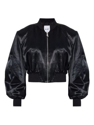 The Attico Black Solid Mock Collar Jacket