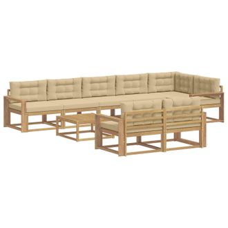 vidaXL Conjunto De Sof&aacute;s De Exterior 9 Uds. Y Beige Poli&eacute;ster Vidaxl