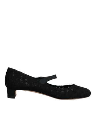 Dolce & Gabbana Black Mary Jane Taormina Lace Pumps Womens Shoes (Pre-Owned)