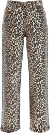 Ganni Printed Stretch Denim Wide-leg Jeans