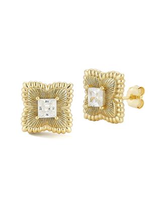 Glaze Jewelry 14K Plated Silver Cz Clover Earrings