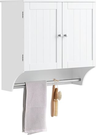 SoBuy Mueble De Pared Armario Suspendido Con 2 Puertas Armario Colgante Para Ba&ntilde;o Con Toallero Blanco 60 X 30 X 60 Cm Bzr84-w Sobuy Es