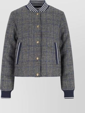 Thom Browne checked pattern ribbed collar jacket