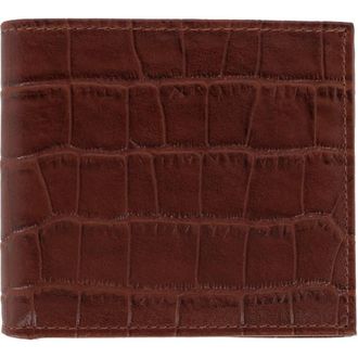Trafalgar Store Esteban Croco Embossed Leather 8 Slot Bi-Fold Wallet in Brown at Nordstrom