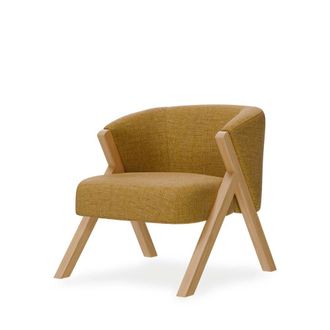 Koketto Home Butaca baja moderna con estructura de madera y tejido mostaza
