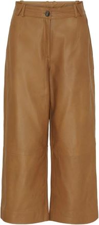 BTF-CPH Pantalones de Cuero 3/4 de Pierna Ancha - Trousers - Mujer - Beige - M
