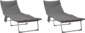 vidaXL Tumbona Plegable Con Coj&iacute;n 2 Uds. Gris Antracita Vidaxl