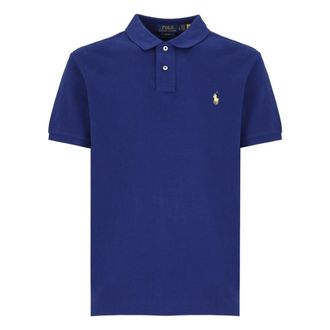 Ralph Lauren Tops, Heren, Blauw, M, Katoen, Slim Fit Katoenen Pique Polo