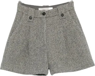 Golden Goose Korte Broeken, Dames, Grijs, M, Tweed, Shorts met tweed-effect en plooien