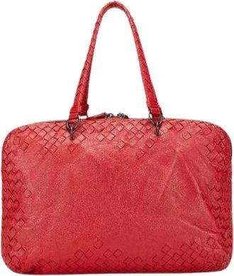 Bottega Veneta Pre-owned Handbags, female, Red, Size: ONE SIZE Pre-owned Intrecciato Leather Handbag