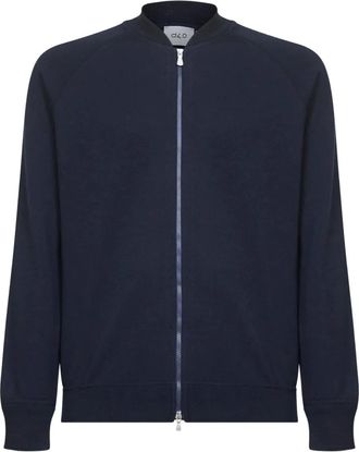 D4.0 ribbed bomber collar knit sweater - Blue