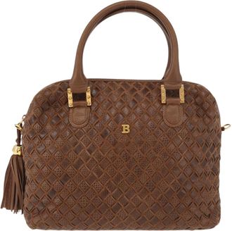 Bally Vintage Handbag Leather Brown Leather Handbag (Pre-Owned)
