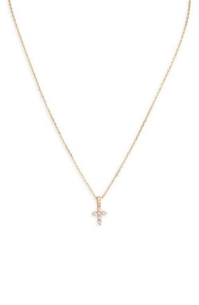 Argento Vivo Cubic Zirconia Cross Pendant Necklace in Gold at Nordstrom