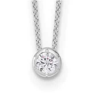Diamond2Deal 14k White Gold 1/4 Ct Lab Grown Diamond Solitaire Slide Necklace 18 Clarity VS, Color D-E