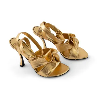 Valentino Metallic Leather Sandal - Gold