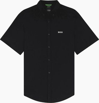 HUGO BOSS Mens ST-Motion Black Short Sleeve Shirt - Size: 42/Regular