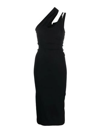 MUGLER Black Midi Dress