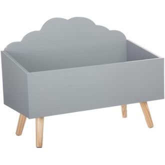 Atmosphera Atmosphera - Ba&uacute;l Caja Infantil De Almacenaje Nube Douceur Melamina Color Gris Y Roble 58 Cm