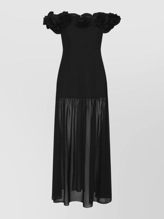 Rotate maxi dress off shoulder floral appliqu&eacute;s sheer