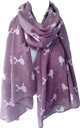 GlamLondon Poodle Print Scarf Dogs Fancy Puppies Breed Caniche Barbone Ladies Womens Wrap Shawl Sarong (Light Purple)