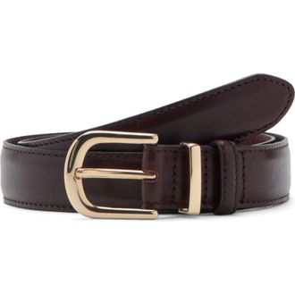 Mango Leather Belt in Burgundy at Nordstrom, Size Small