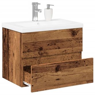 Berkfield Home Sink Cabinet with Built-in Basin Old Wood 61x39.5x49 cm in Brown