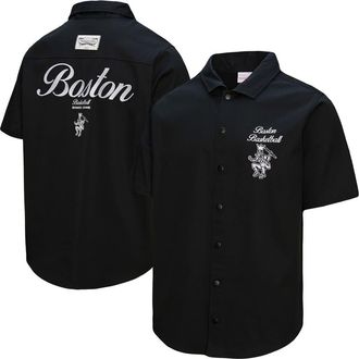 Mitchell & Ness Mens Mitchell & Ness Black Boston Celtics Hardwood Classics Camp Shirt at Nordstrom, Size Medium