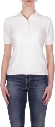 Max Mara Tops, Dames, Wit, S, Katoen, Polo Shirt