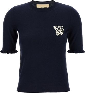 Valentino Garavani Dames, Tops, Blauw, Maat: M Wol