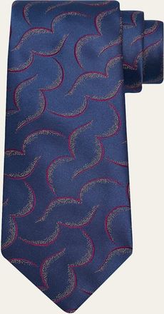 Charvet Mens Geometric Abstract Line Silk Tie