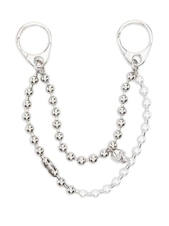 Alexander McQueen skull-pendant double-chain charm - Argento