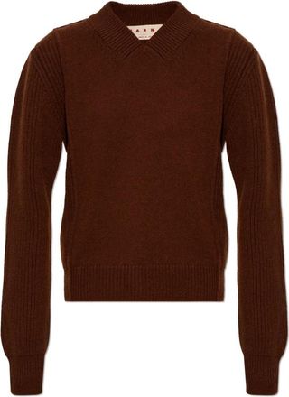 Marni Wol V-hals Trui - Dames - V-hals truien - Bruin - S - Wol - Truien & Vesten