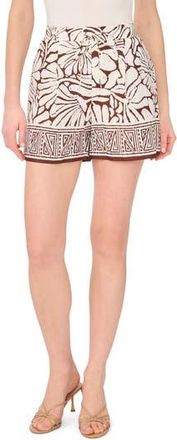 Halogen Floral Cotton Pull-On Shorts in New Ivory at Nordstrom Rack, Size X-Large