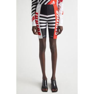 Jean Paul Gaultier Junior Print Jersey Bike Shorts in Black/Red/White at Nordstrom, Size Small