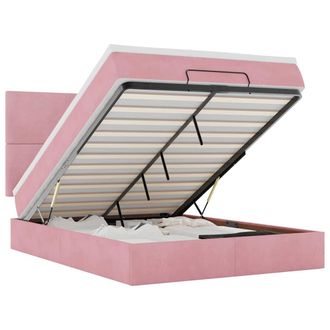 vidaXL Vidaxl - Struttura Letto Pouf Con Materassi Rosa 140x190 Cm In Velluto